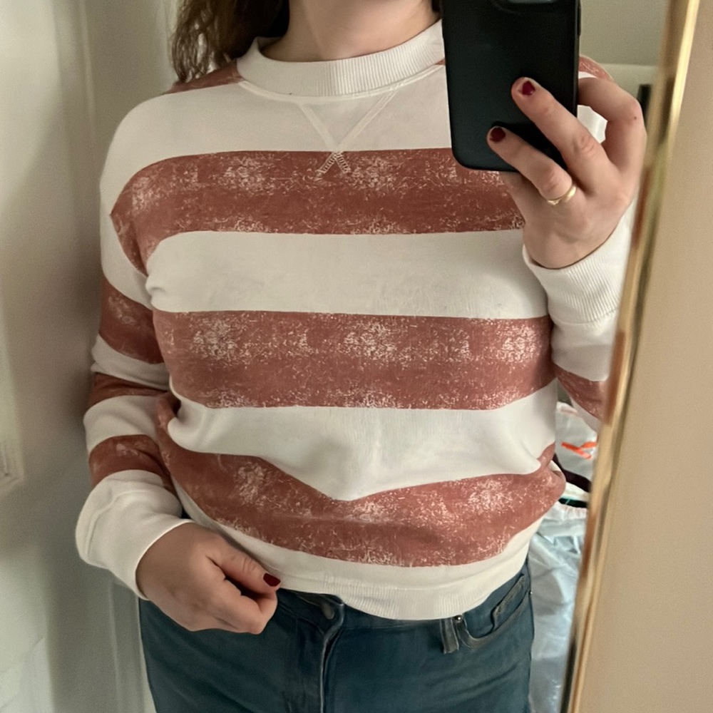 SO Long-Sleeved Distressed Striped Tee